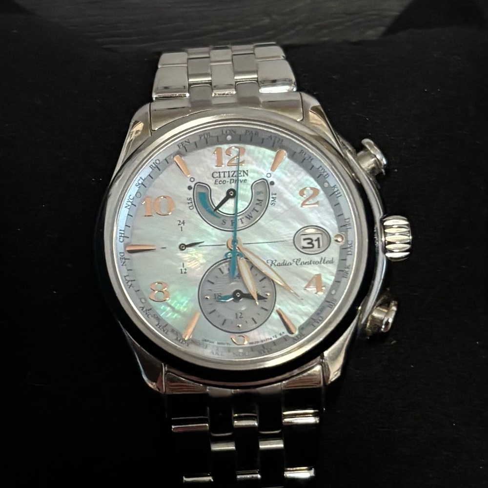 CITIZEN Eco-Drive MOP Dial World Time Radio Controlled Women’s Watch